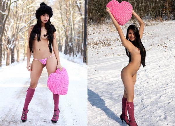 【ヌード画像】雪の上で素肌をさらす露出美女ｗ（30枚） 10